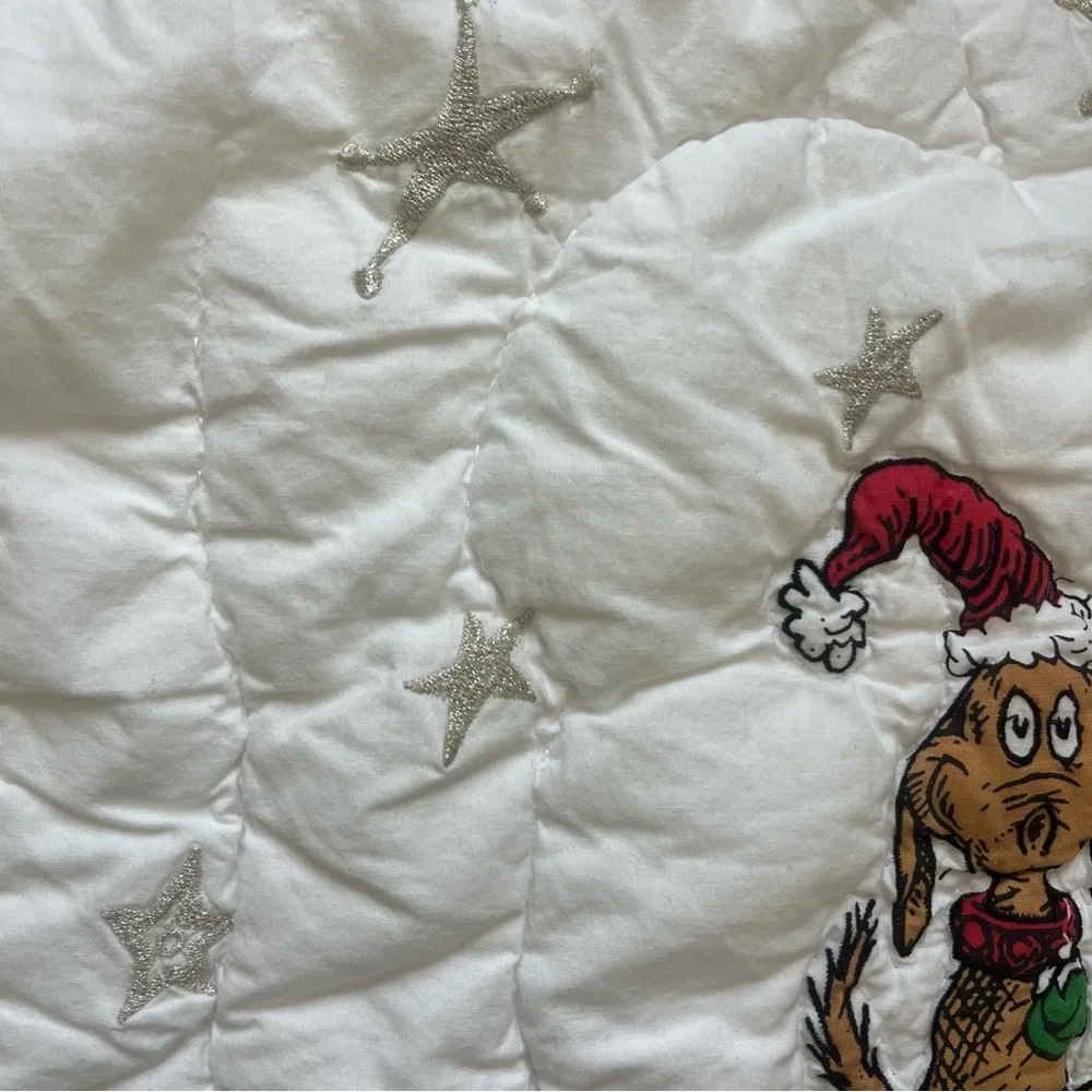 Pottery Barn Teen Dr Suess's The Grinch Quilted Sham Standard White #G414 2 Set